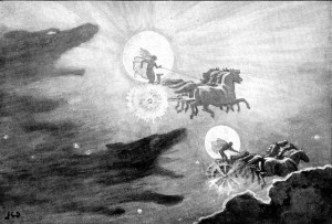 “The Wolves Pursuing Sol and Mani” by John Charles Dollman (1909). Public Domain via Wikimedia Commons.
